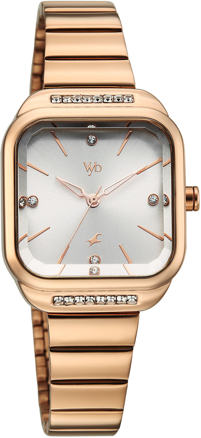 Image of Fastrack Vyb Seeker Fastrack Vyb Seeker Quartz Lt Grey Dial Gold Stainless Steel Strap Analog Watch - For Women