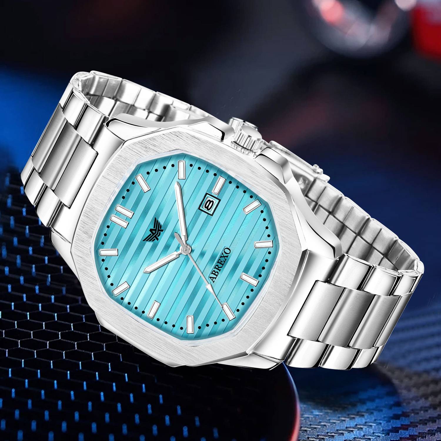 ABREXO Abx4567-Sky Blue Nautilus Date Watch - Image 2