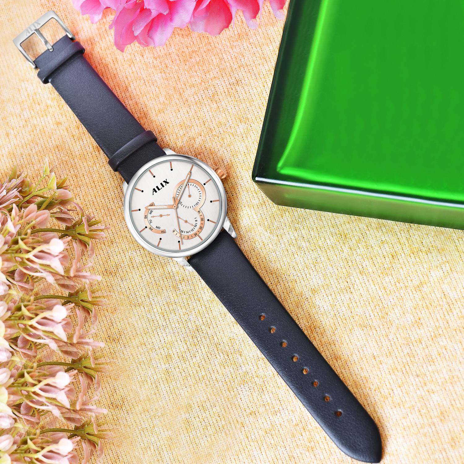 Alix AL3011 Slim Dial with working chronograph light weight leather strap watch for men Analog Watch  - For Men