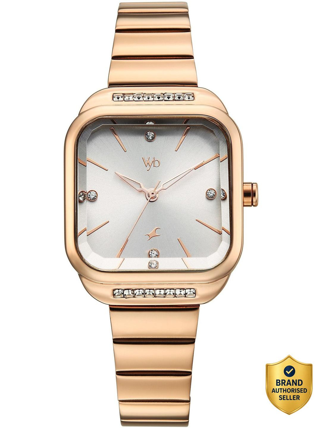 Image of Fastrack Vyb Seeker Fastrack Vyb Seeker Quartz Lt Grey Dial Gold Stainless Steel Strap Analog Watch - For Women