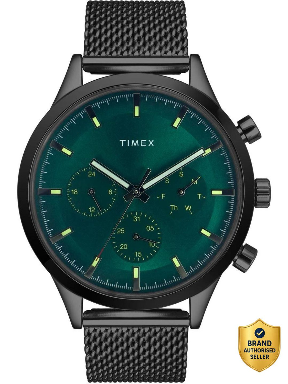 Image of TIMEX Round 43mm Green Dial Analog Watch - For Men