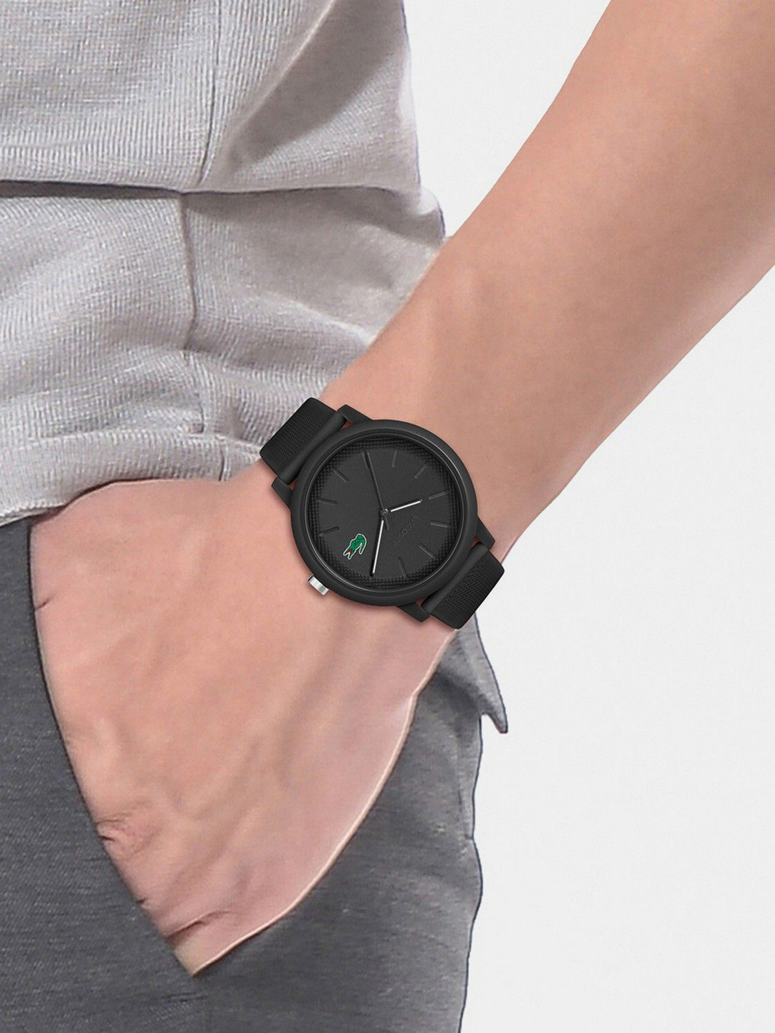 Image of LACOSTE LACOSTE.12.12 Lacoste LACOSTE.12.12 QTZ BASIC ROUND Dial BLACK Color MEN's Watch - 2011171 Analog Watch - For Men