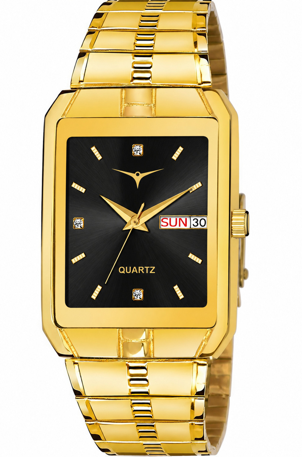 Image of NESTER Gold Black Dial Analog Watch with Metal Bracelet Adjustable Fit Daily Wear Analog Watch - For Men GP-DD-GOLD BLK DL