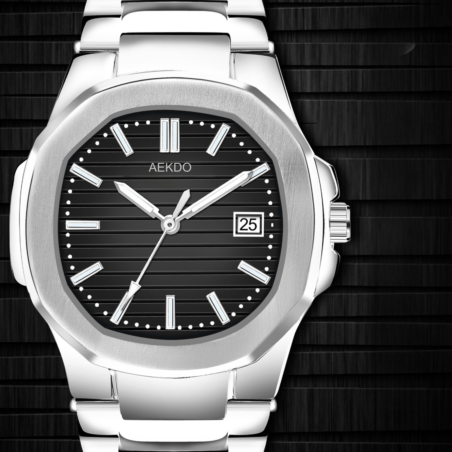 Image of AEKDO DRM0020 Premium Men's Watch - Square Dial, Steel Chain, Adjustable Lock Design Analog Watch - For Men