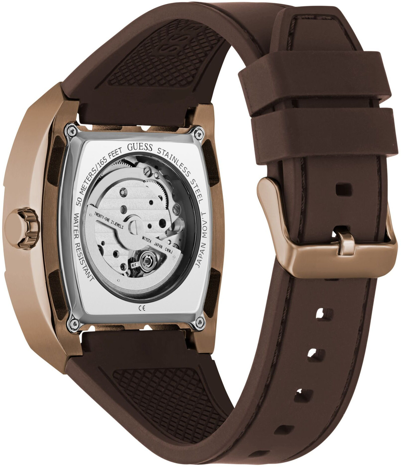 Image of GUESS Silver Rectangle Dial Analog Watch - For Men GW0980G3