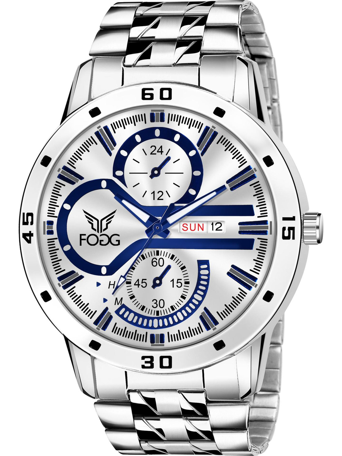 FOGG 2163-BLUE Day and Date Display Analog Watch - For Men