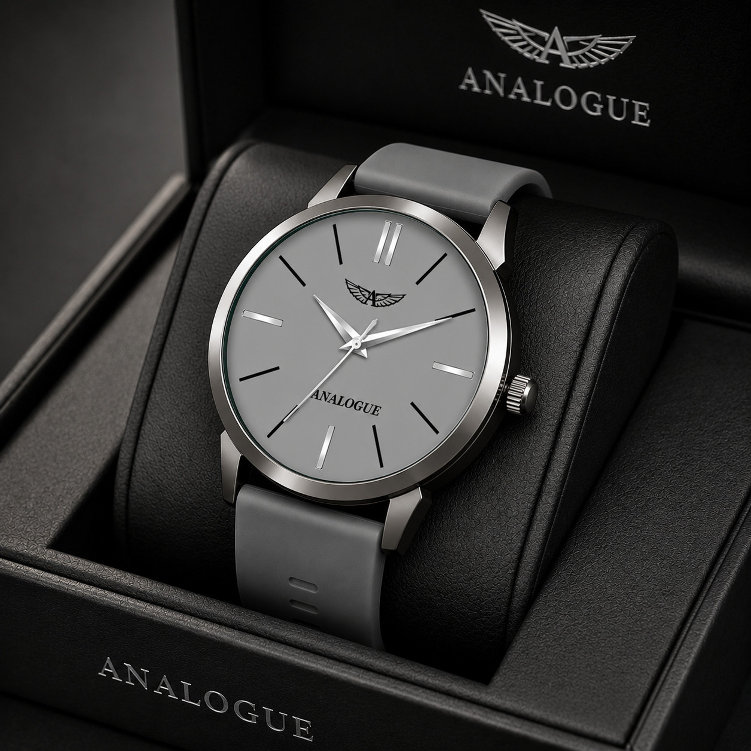Image of ANALOGUE Gun Metal Slim Series | Smart Watch Strap | Smart Clip | Soft Silicon Gun Metal Slim Series | Smart Watch Strap | Smart Clip | Soft Silicon Analog Watch - For Men