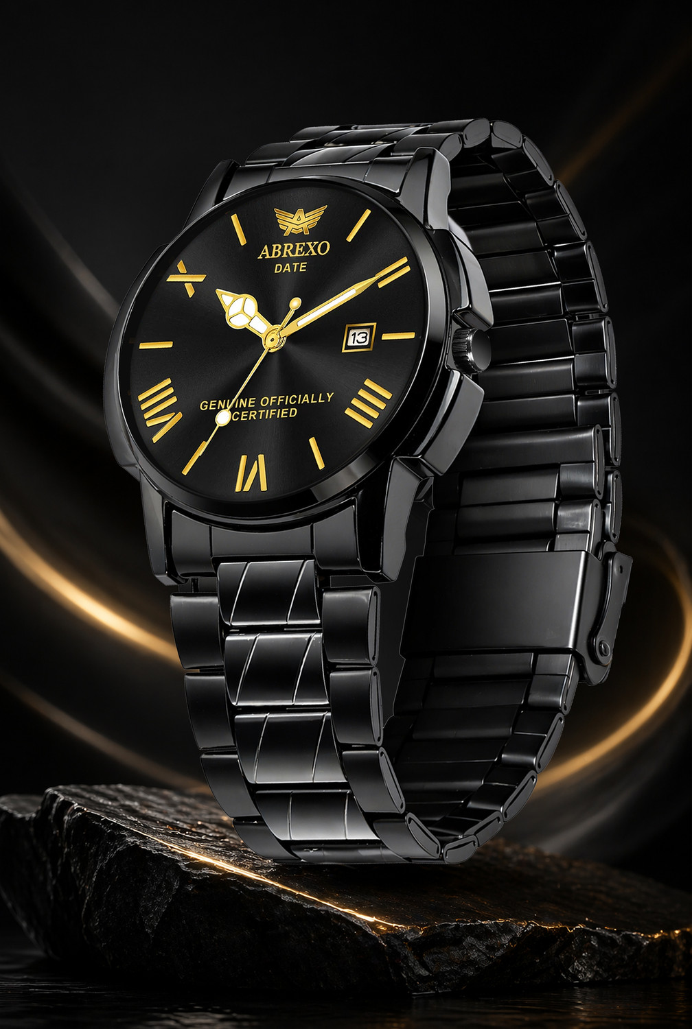 Image of ABREXO Premium Series All Black Dial Long Life Plated Date Working Quartz Boys Analog Watch - For Men