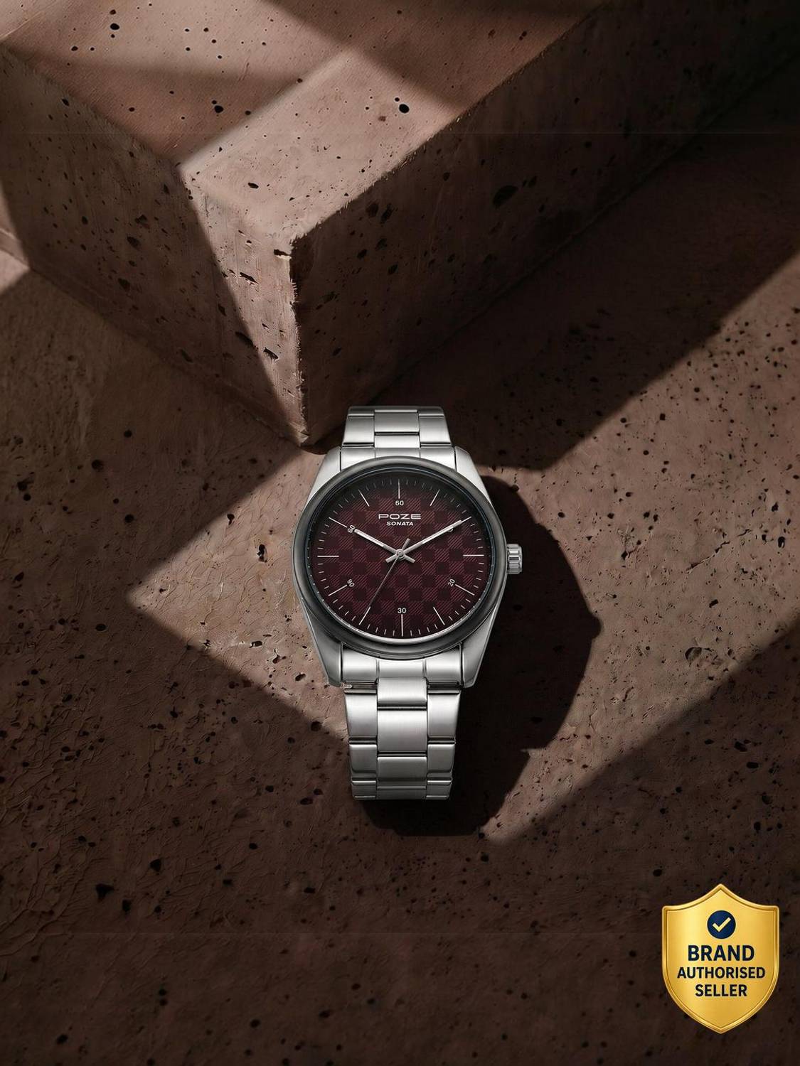 SONATA Poze Drop 9.1 Quartz Red Dial Silver Strap Watch