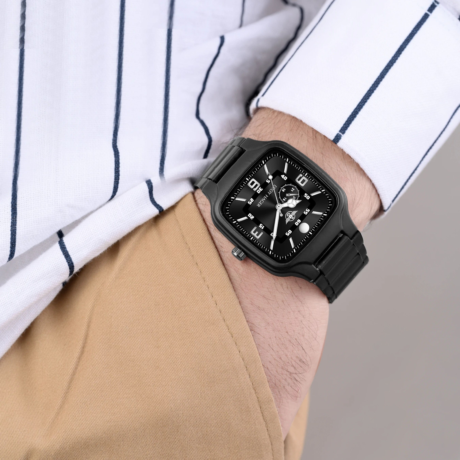 Image of EDDY HAGER EH-290-Black Big Dial Analog Watch - For Men