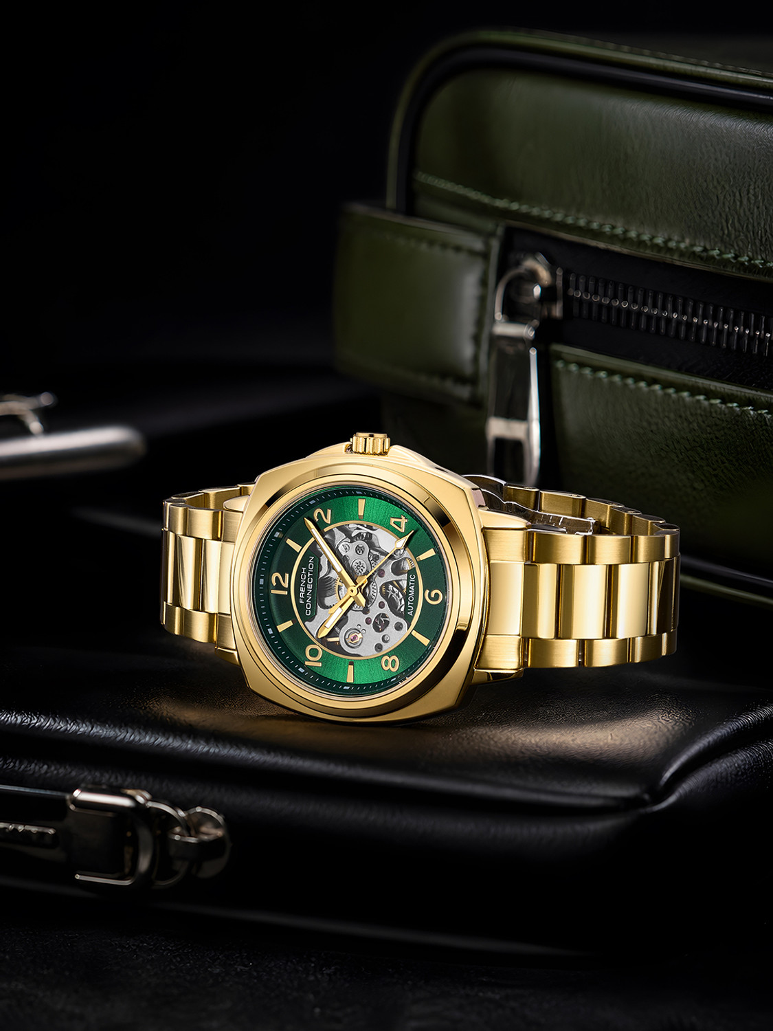 Image of French Connection FCA44NGM Green Sunray Round Dial Automatic Analog Watch - For Men