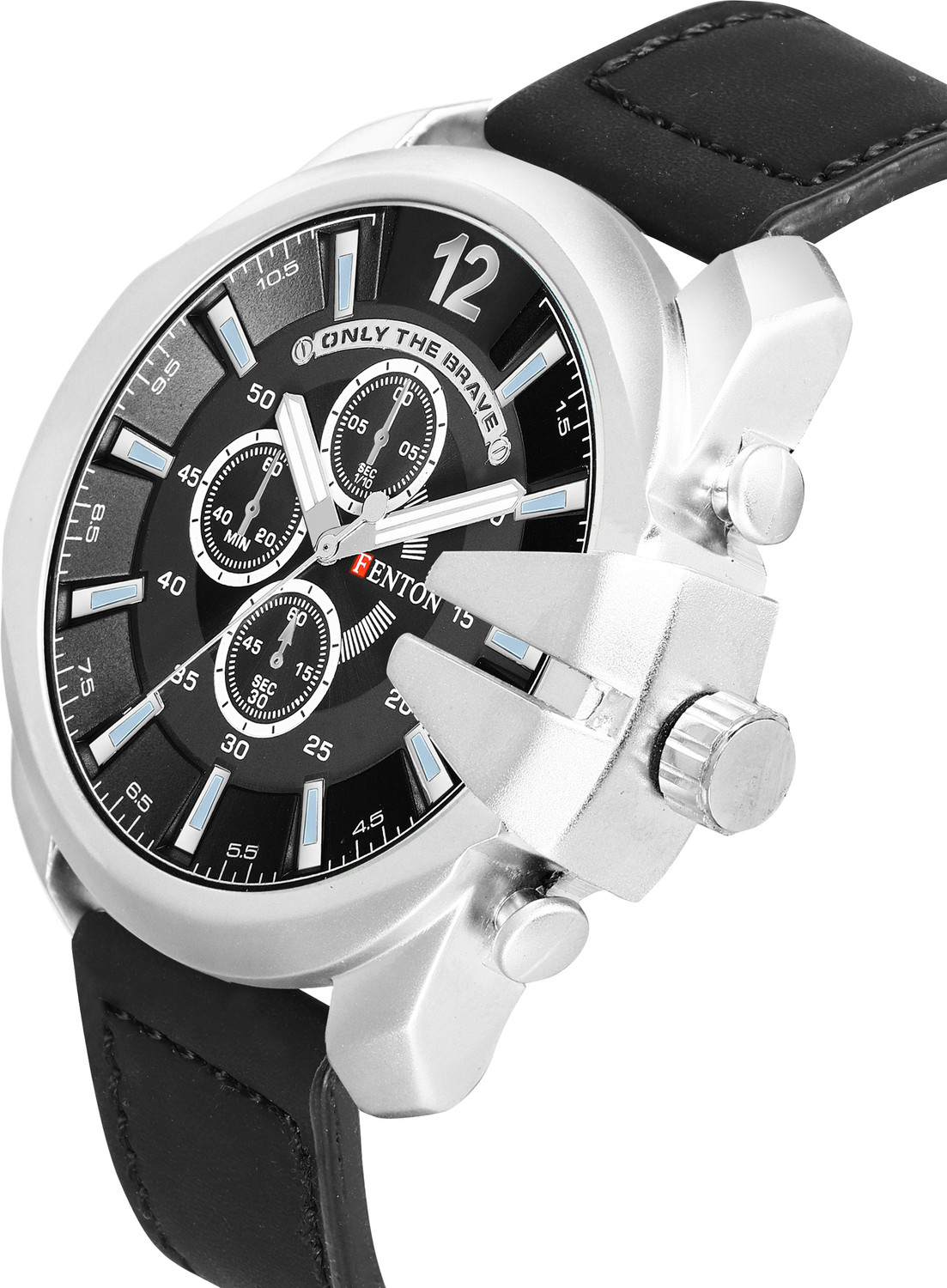 Image of FENTON WATCHES Fbn-90151 Trendy Chronograph Watch with Stainless Steel Case, Black Dial Analog Watch - For Men