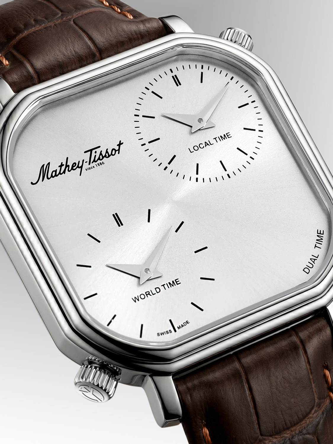 Image of Mathey-Tissot Monsoon Dual-Time Swiss Made Quartz Silver Dial Analog Watch - For Men