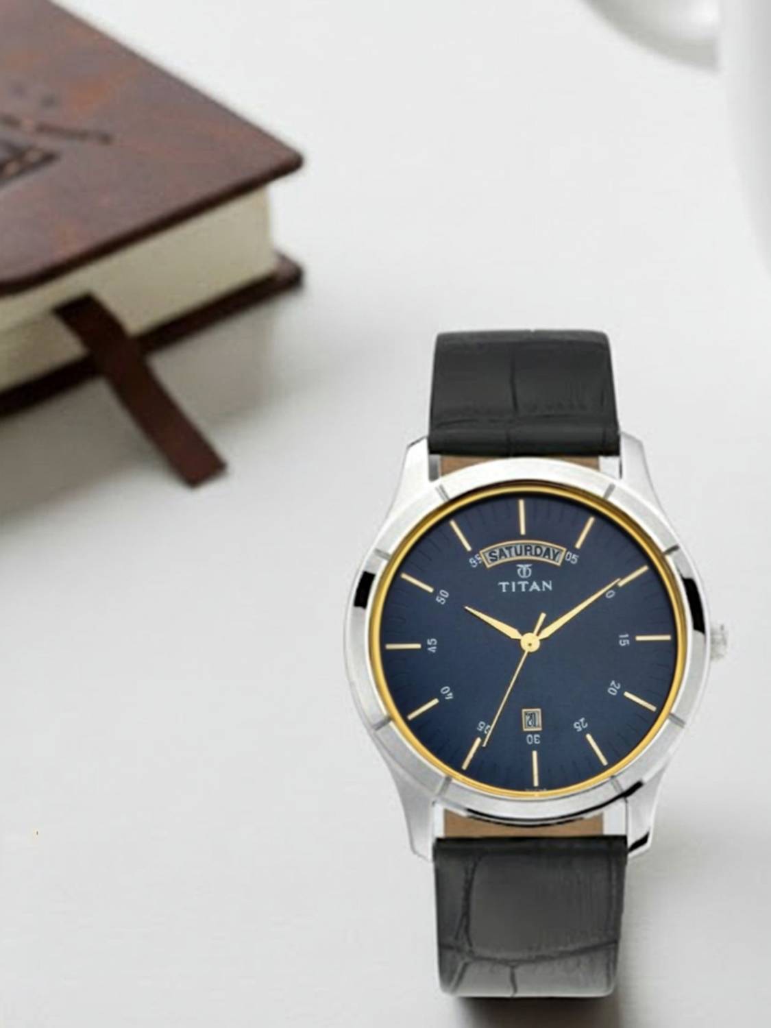 NOA Titan Titan Workwear Midnight Blue Dial Black LeatherStrap Analog