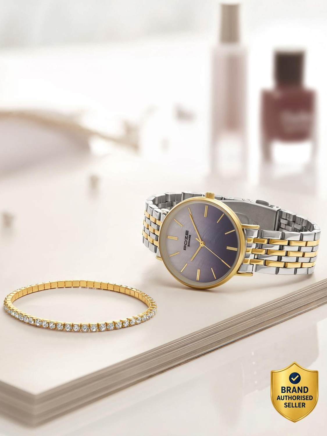 Image of SONATA Poze - Metal Analog Watch - For Women