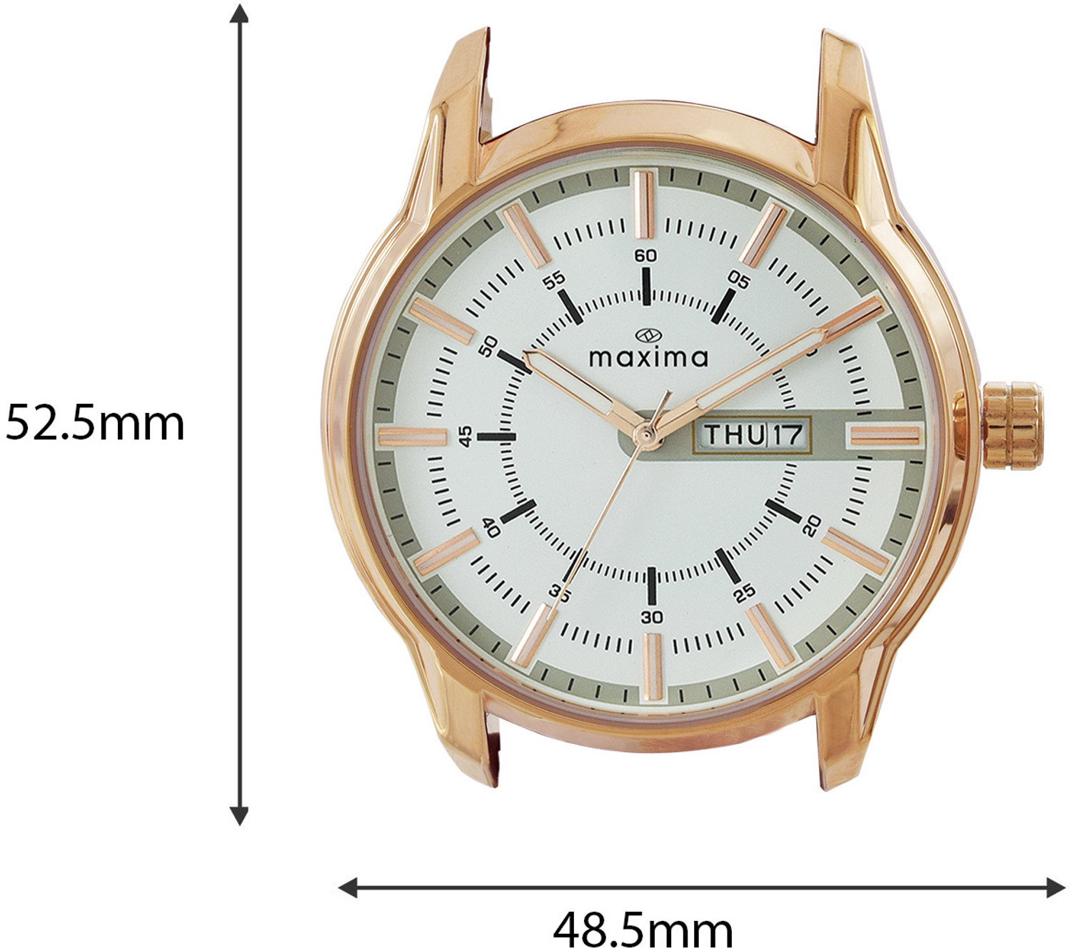 Image of MAXIMA Attivo White Rose Gold Dial, Day-Date,Water Resistant-3ATM, Brown Leather Strap Analog Watch - For Men O-68613LMGR