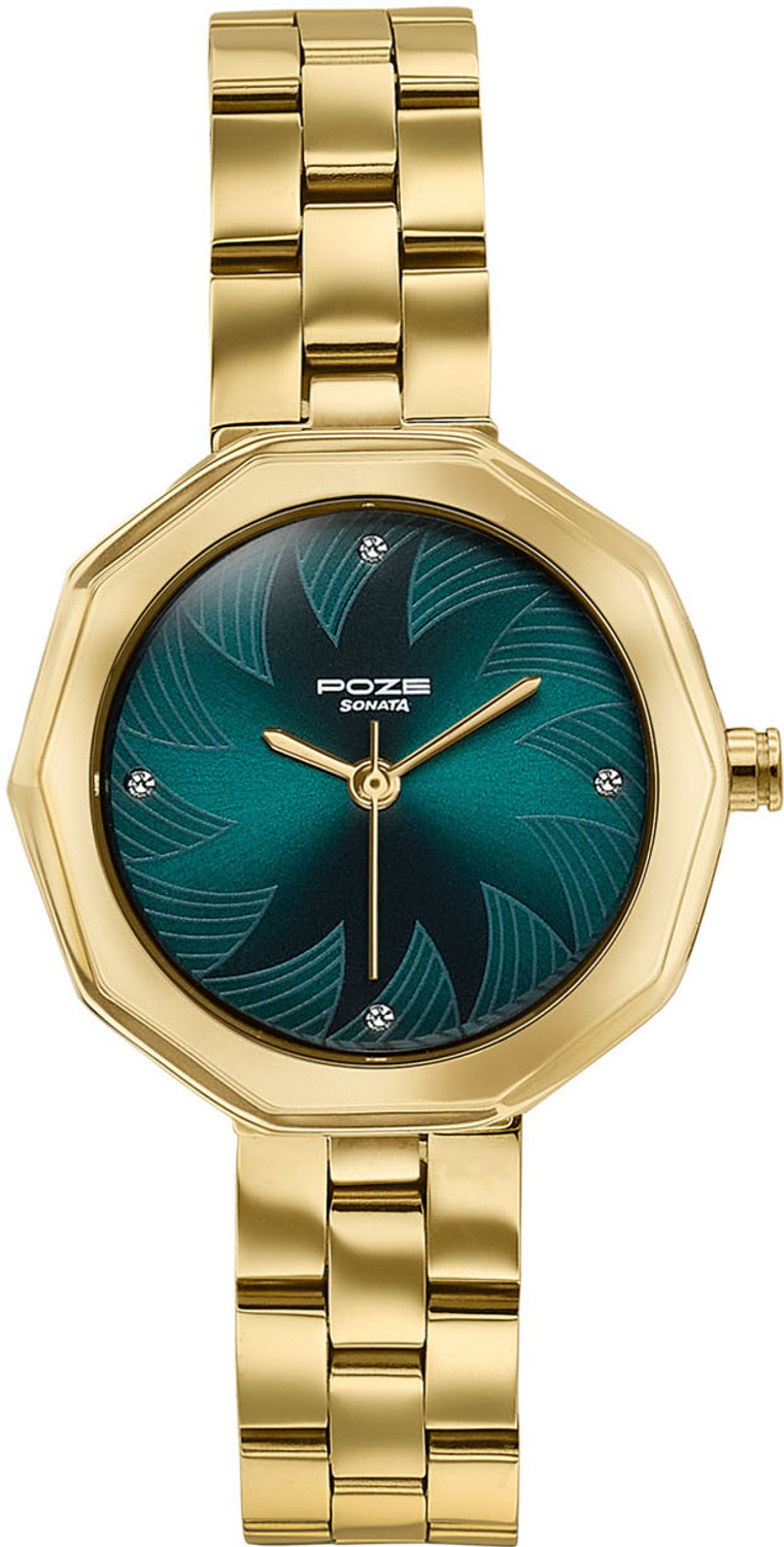 Image of SONATA Poze Drop 9.1 Poze 9 Quartz Green Dial IPRG Strap Analog Watch - For Women
