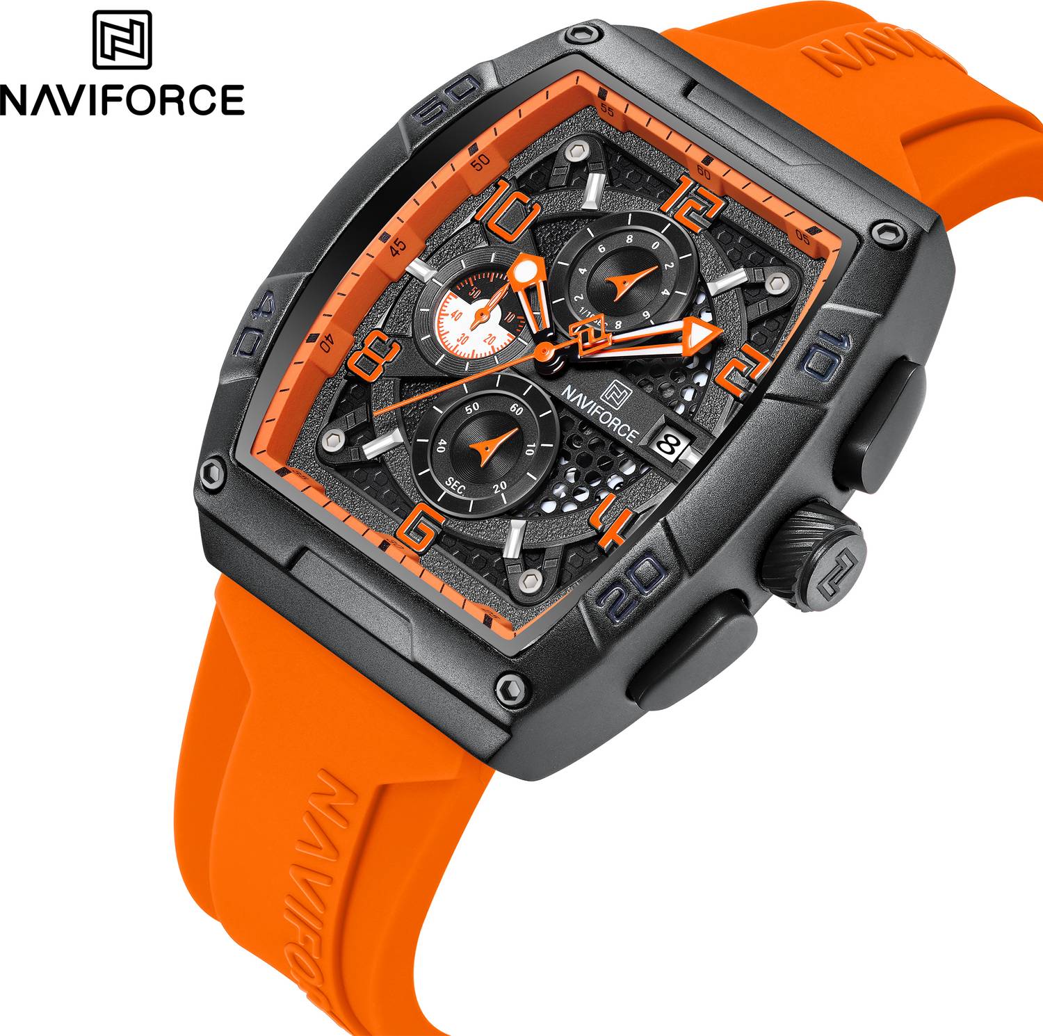 NAVIFORCE NF8052 Orange Luminous Chronograph Watch - Image 3