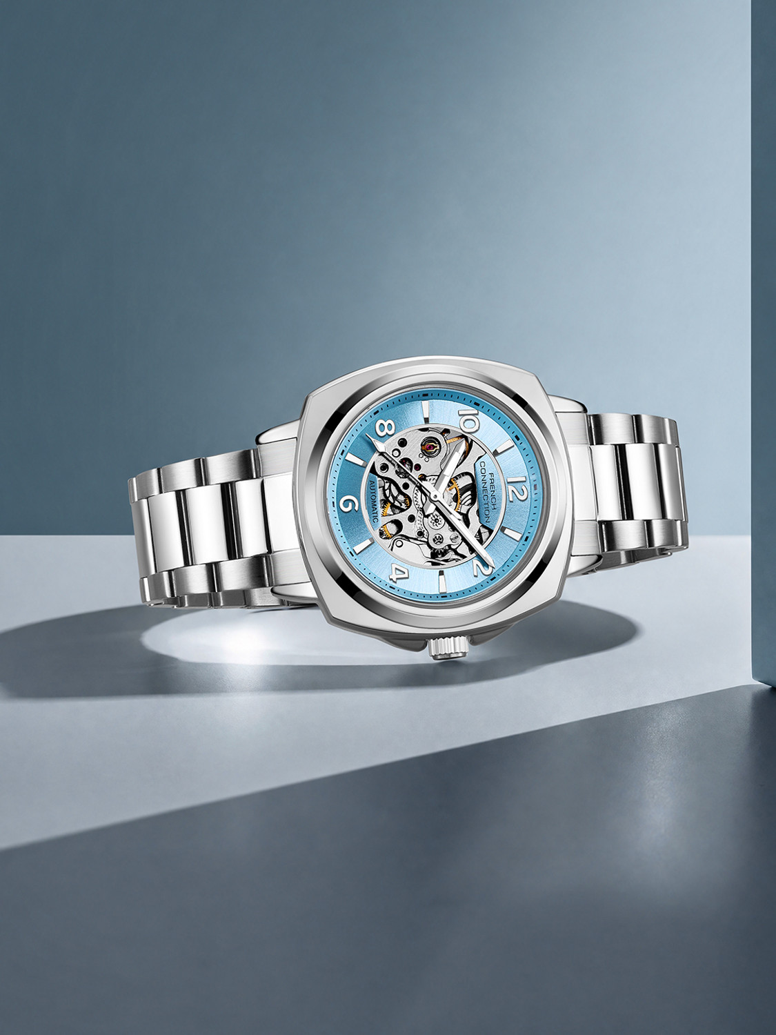 Image of French Connection FCA44USM Blue Sunray Round Dial Automatic Analog Watch - For Men