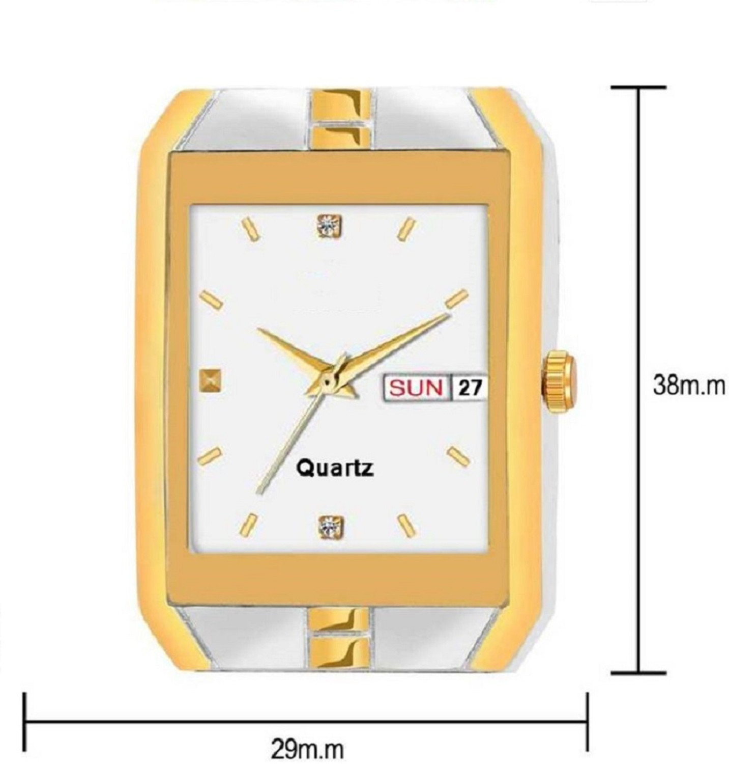 Image of HMT DLX HMTS Day & Date Series Two Tone Plating Golden Metal Wrist Watch Analog Watch - For Men