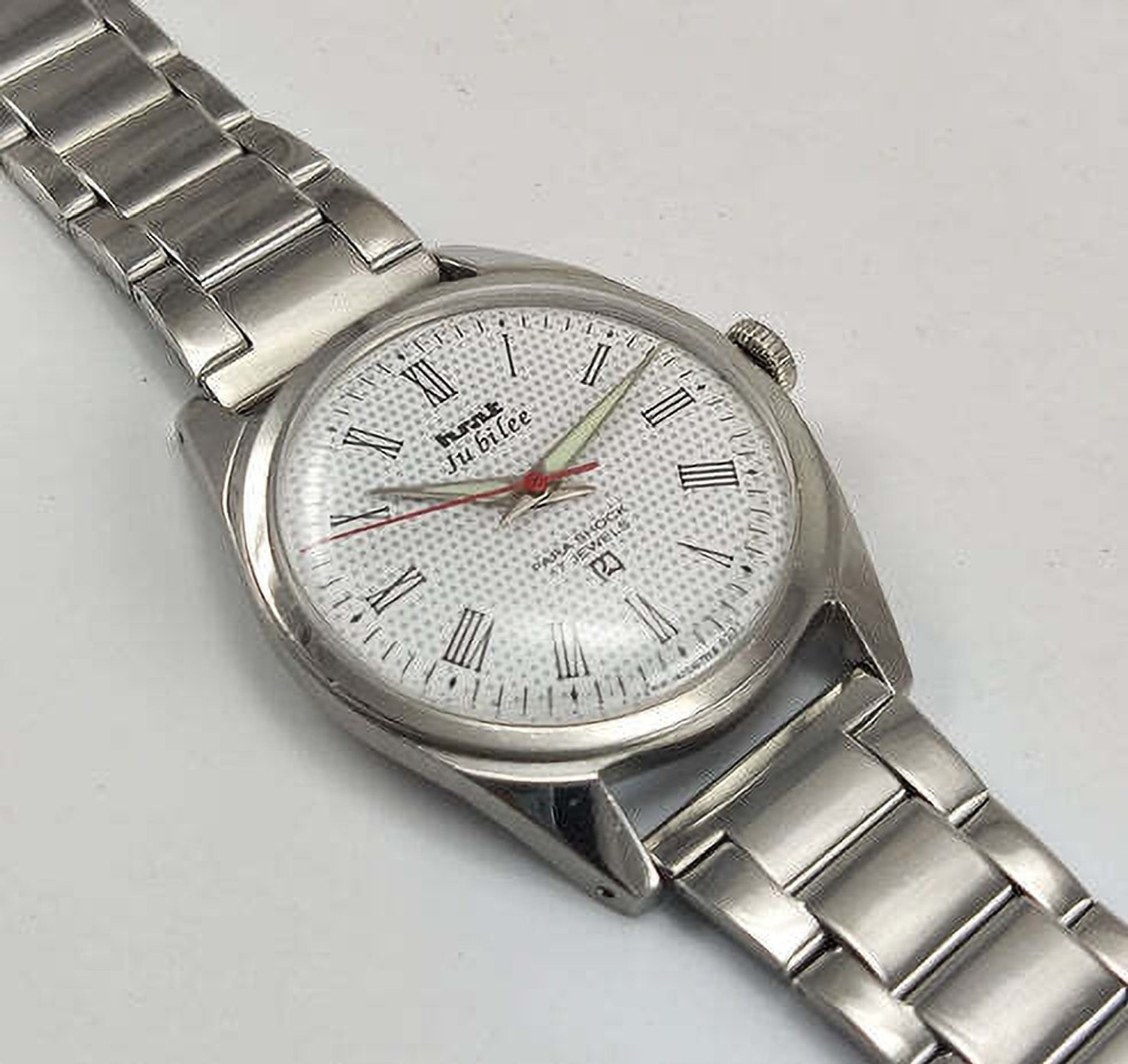 Image of TimeNest Classic | Dress | Formal | Luxury HMT Jubilee Para Shock 17 Jewels White Dial Analog Watch - For Men