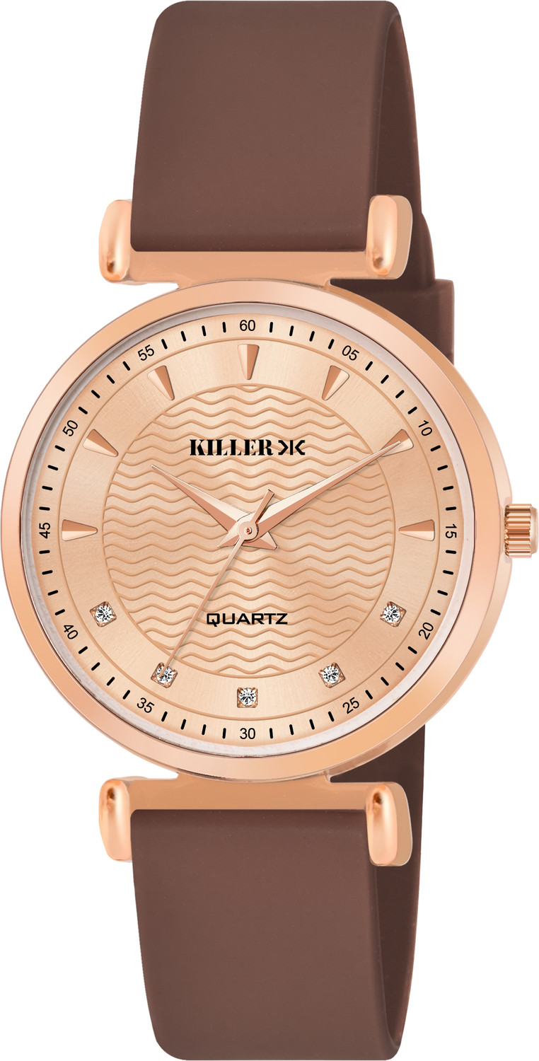 Image of KILLER Elegant Rose Gold Dial Watch with Brown Silicone Strap Analog Watch - For Women