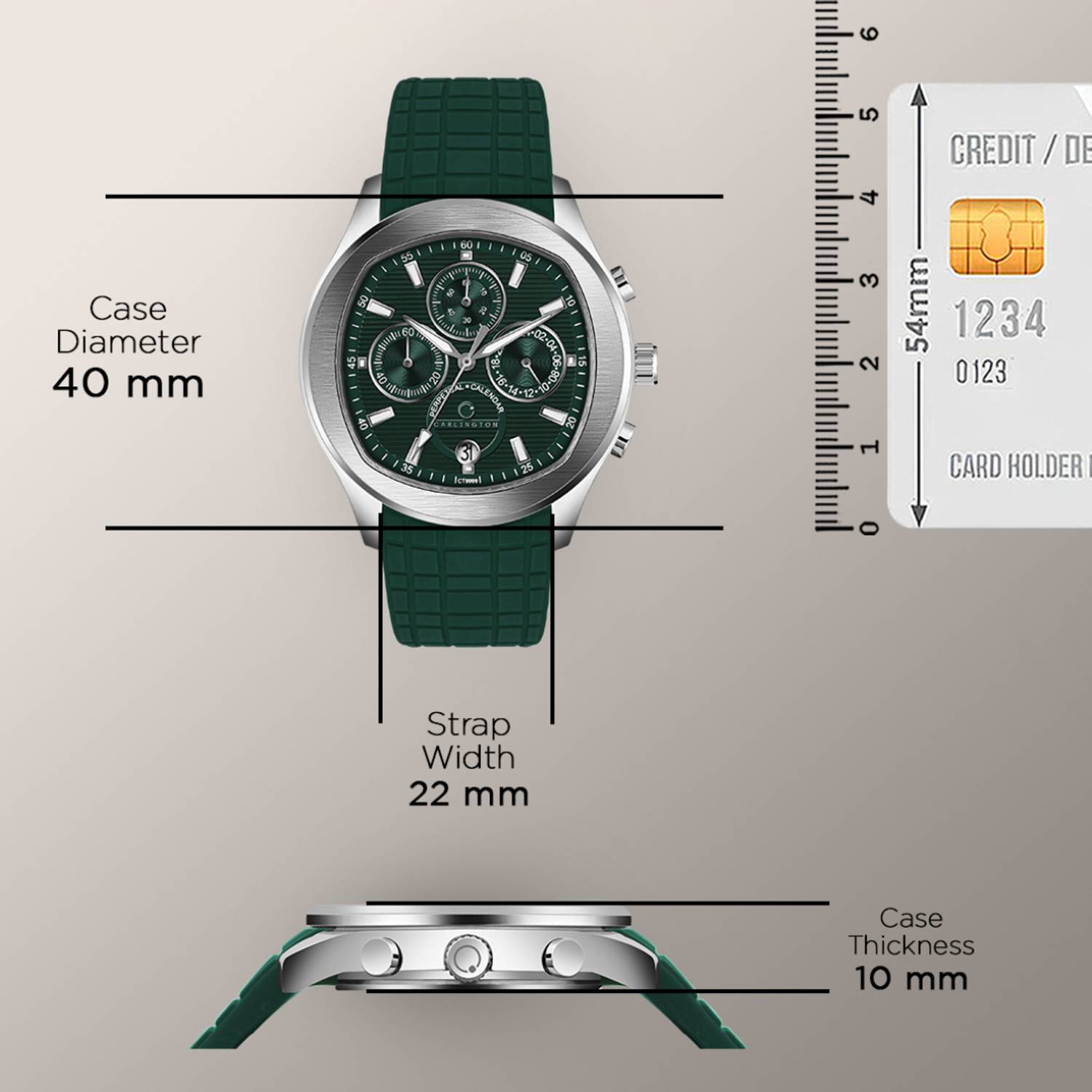 Carlington 9999 Silver Green Analog Watch - Men - Image 4