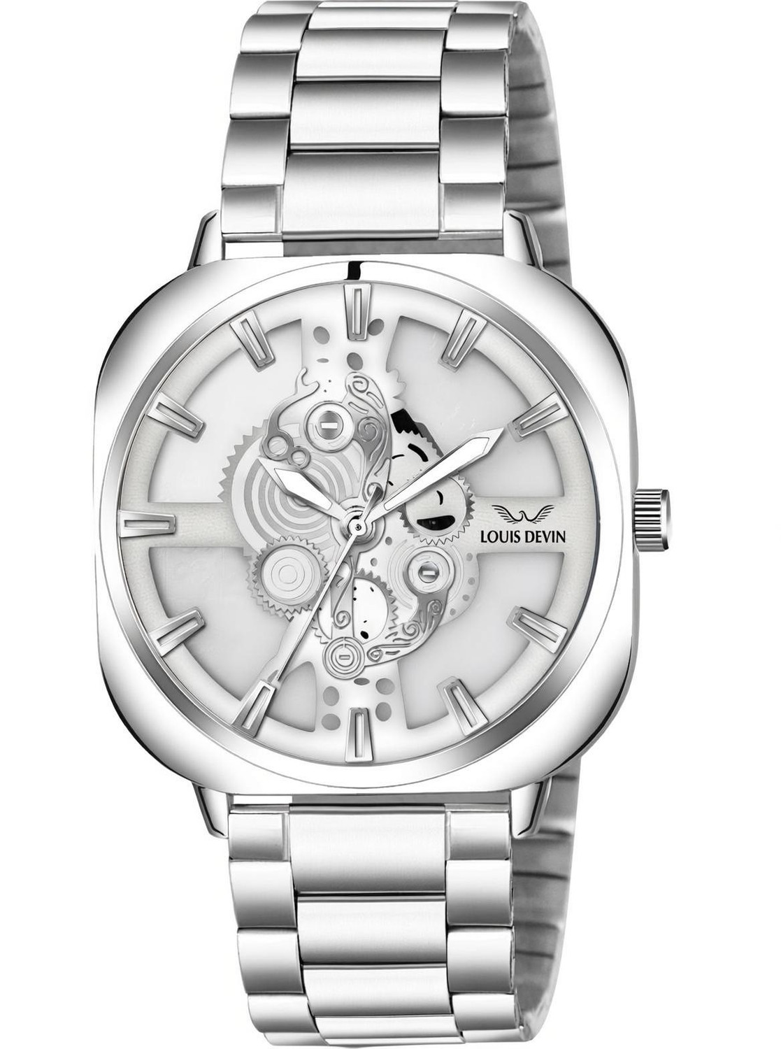 Image of LOUIS DEVIN LD-G081-WHT-CH Stainless Steel Chain Analog Watch - For Men