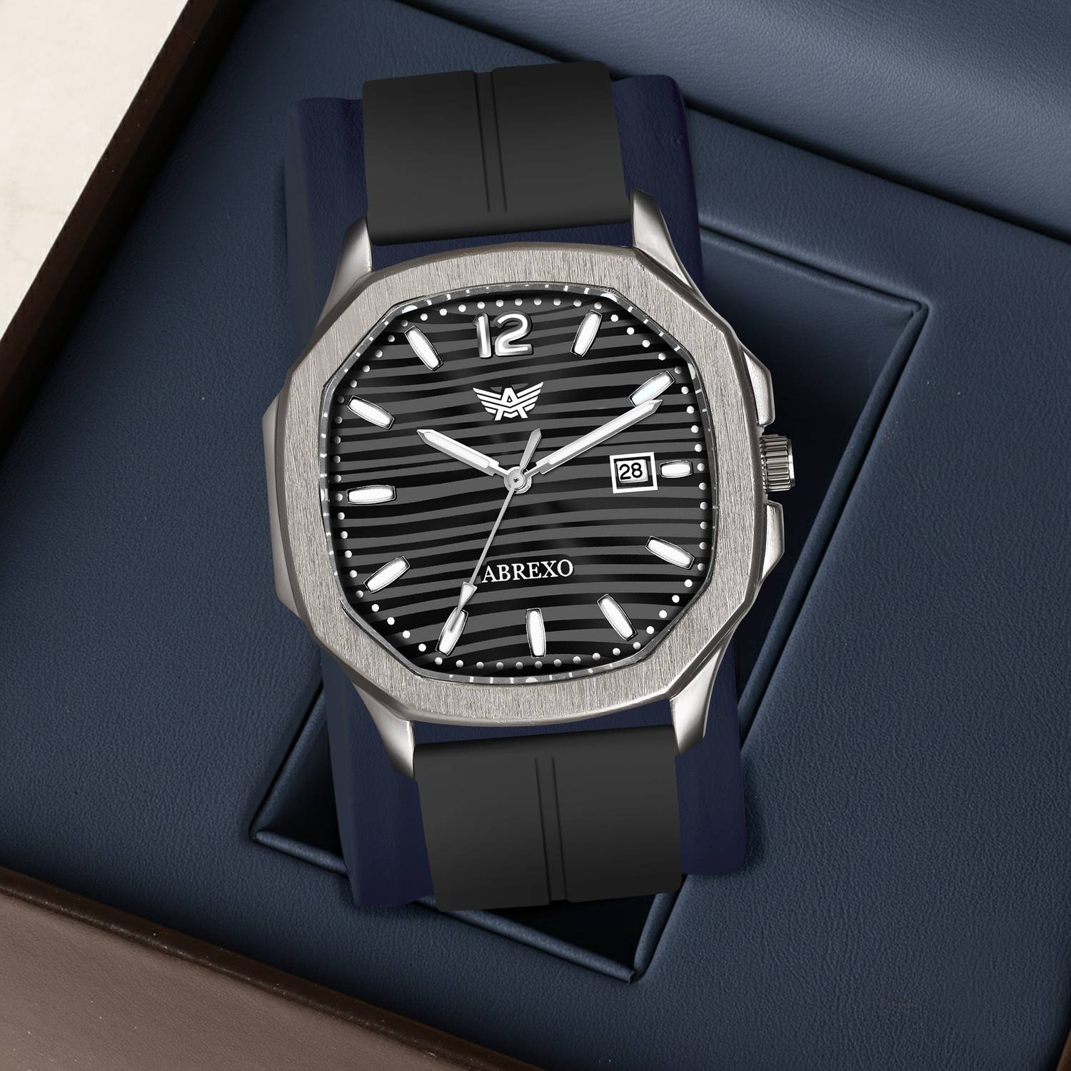 ABREXO Abx5626-Black Dial Black Magnetic Strap Gun Metal Black