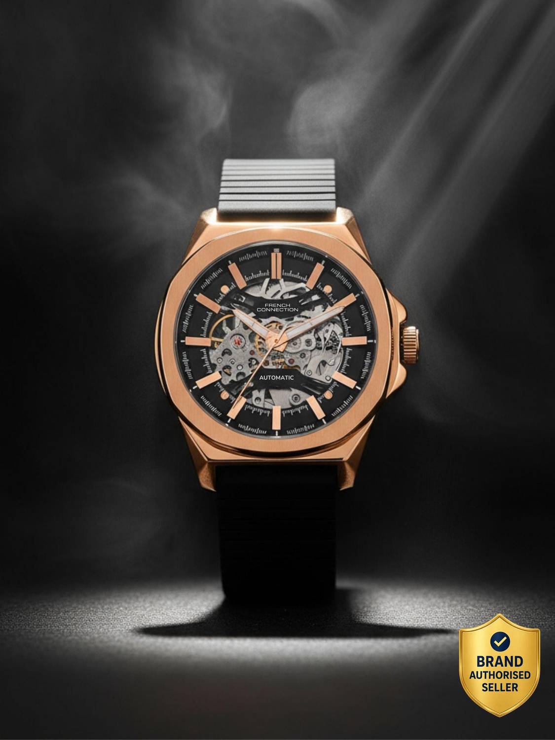French Connection Mechalume Black Automatic Watch - Image 1