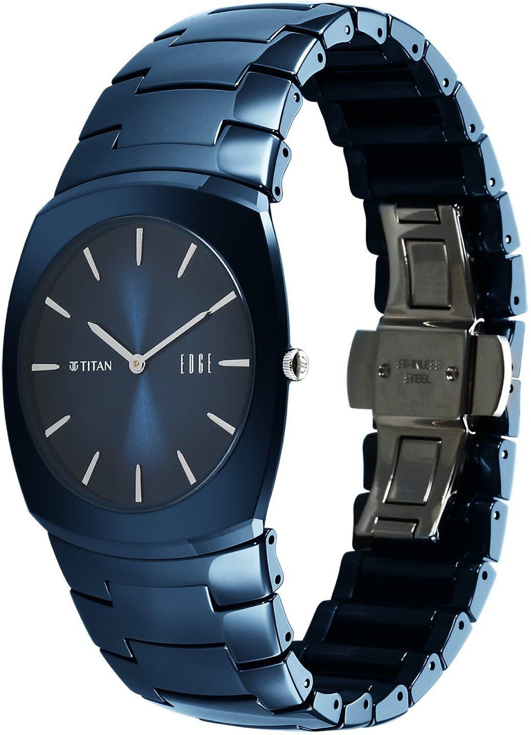Image of Titan Edge Fumage Edge Fumage Blue Dial Blue Ceramic Strap Analog Watch - For Men