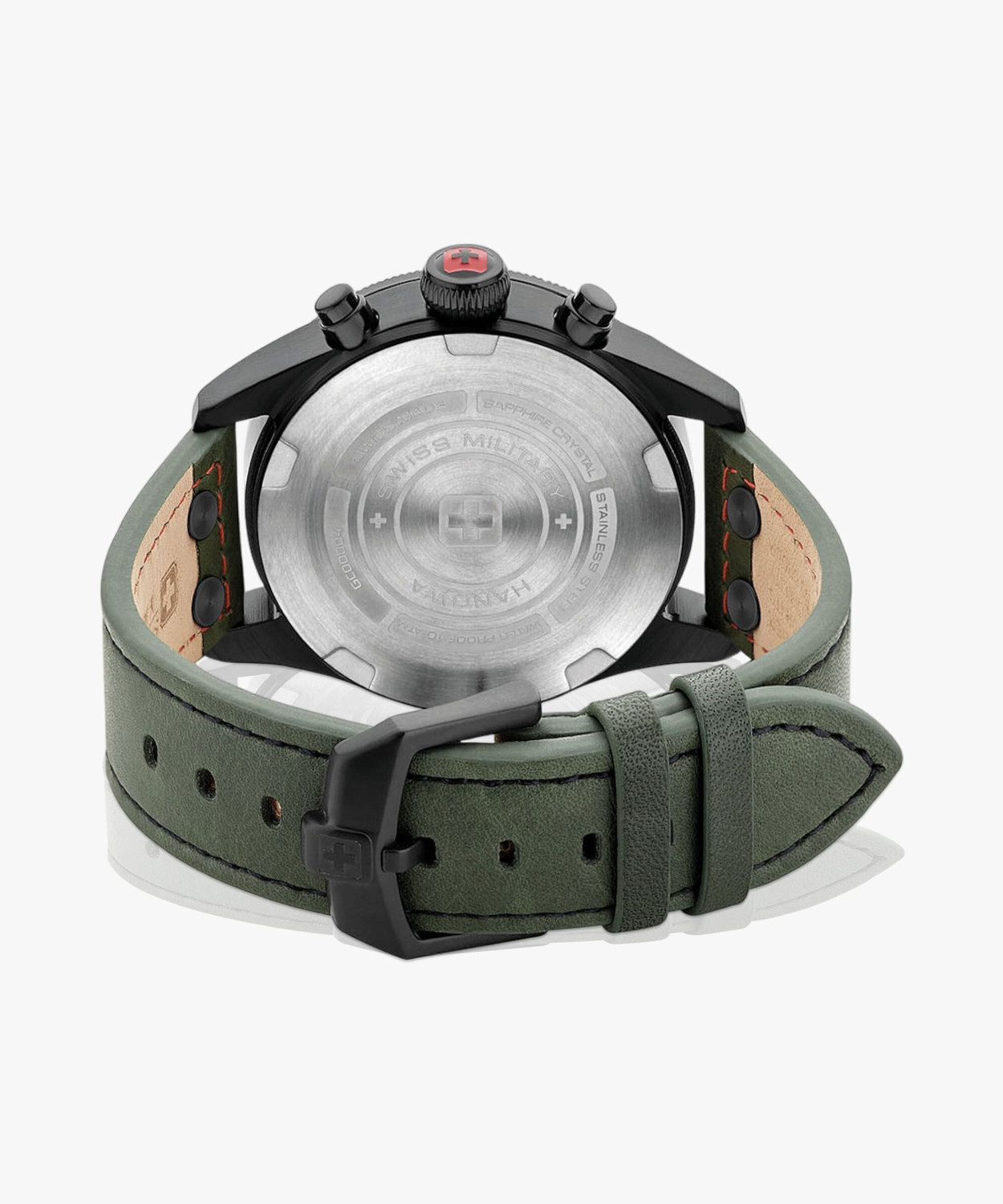 Image of Swiss Military Hanowa THUNDERBOLT CHRONO | Swiss Made Men's Chronograph Green Watch | Dated Black Sunray Dial Analog Watch - For Men