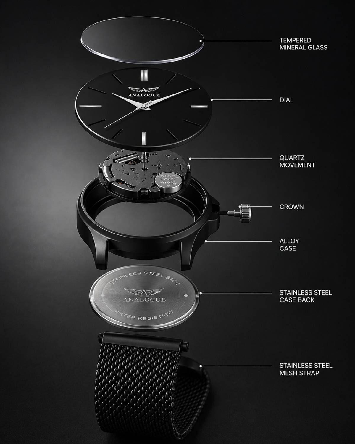ANALOGUE Midnight Blue Mesh Strap Analog Watch - Image 2