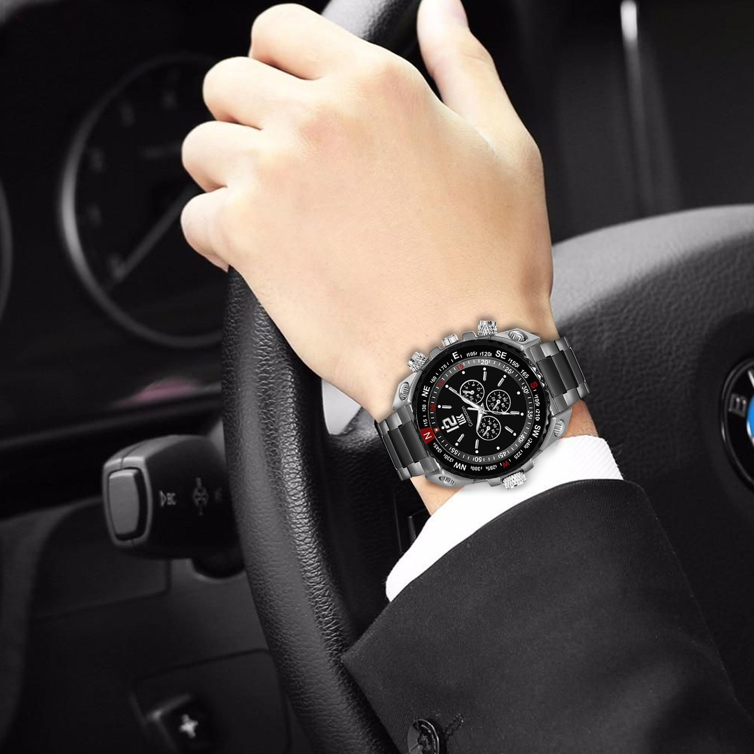 Image of IIK Collection Ralx Black Studded Dial with Numerical Rim Case & Multicolor Bracelet Strap Analog Watch - For Men