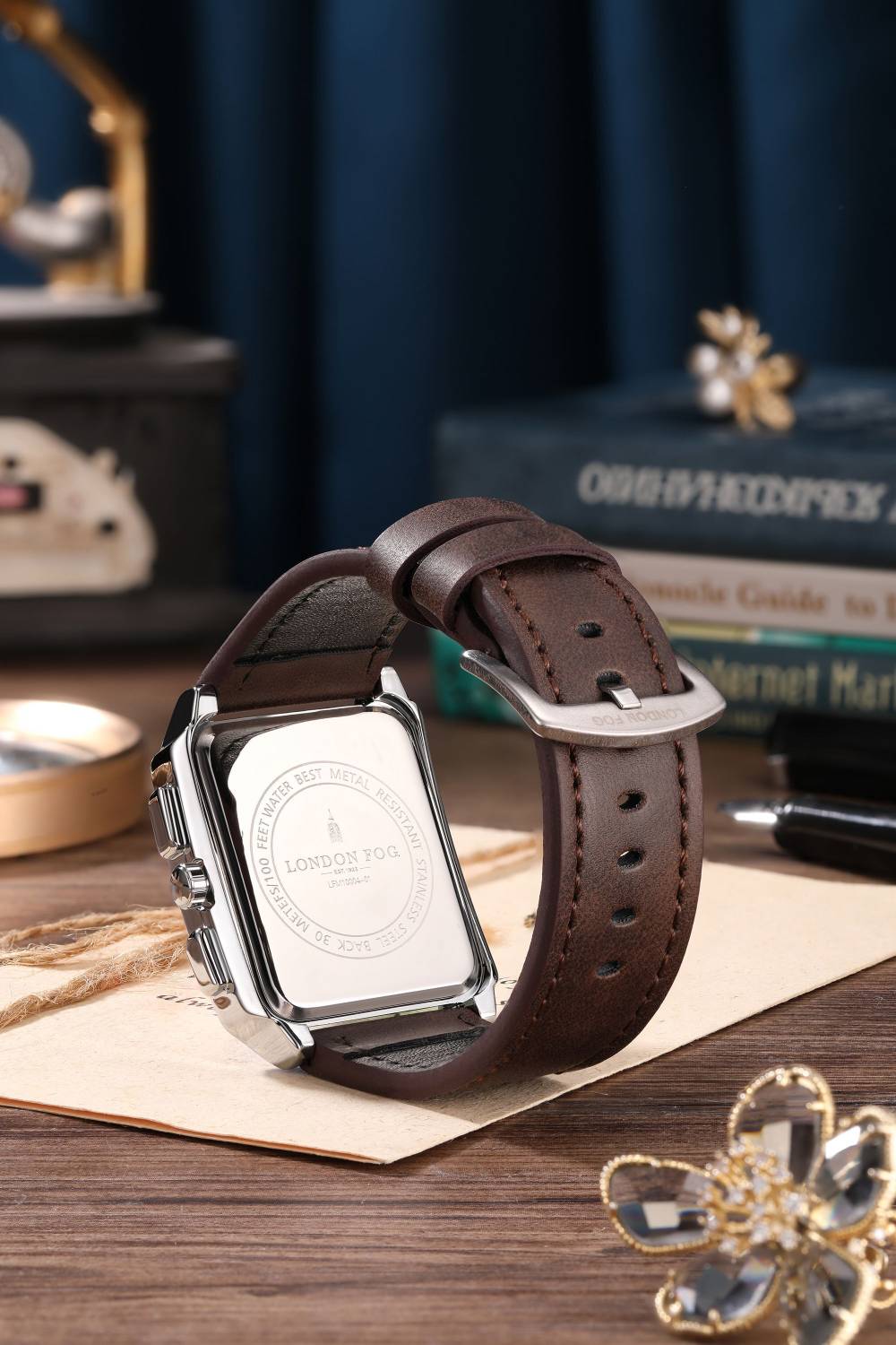 London Mayfair White Dial Brown Leather Strap Watch - Image 5