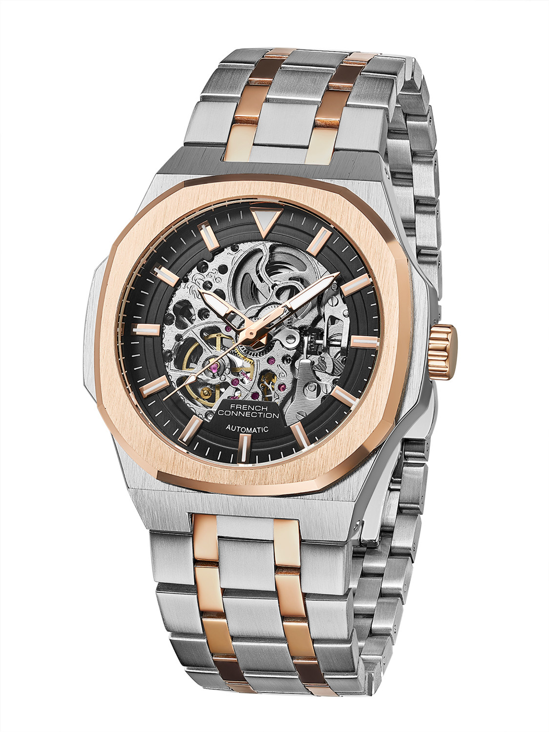 Image of French Connection French Connection Skeleton Dial Stainless Steel Automatic Watch for Men Analog Watch - For Men