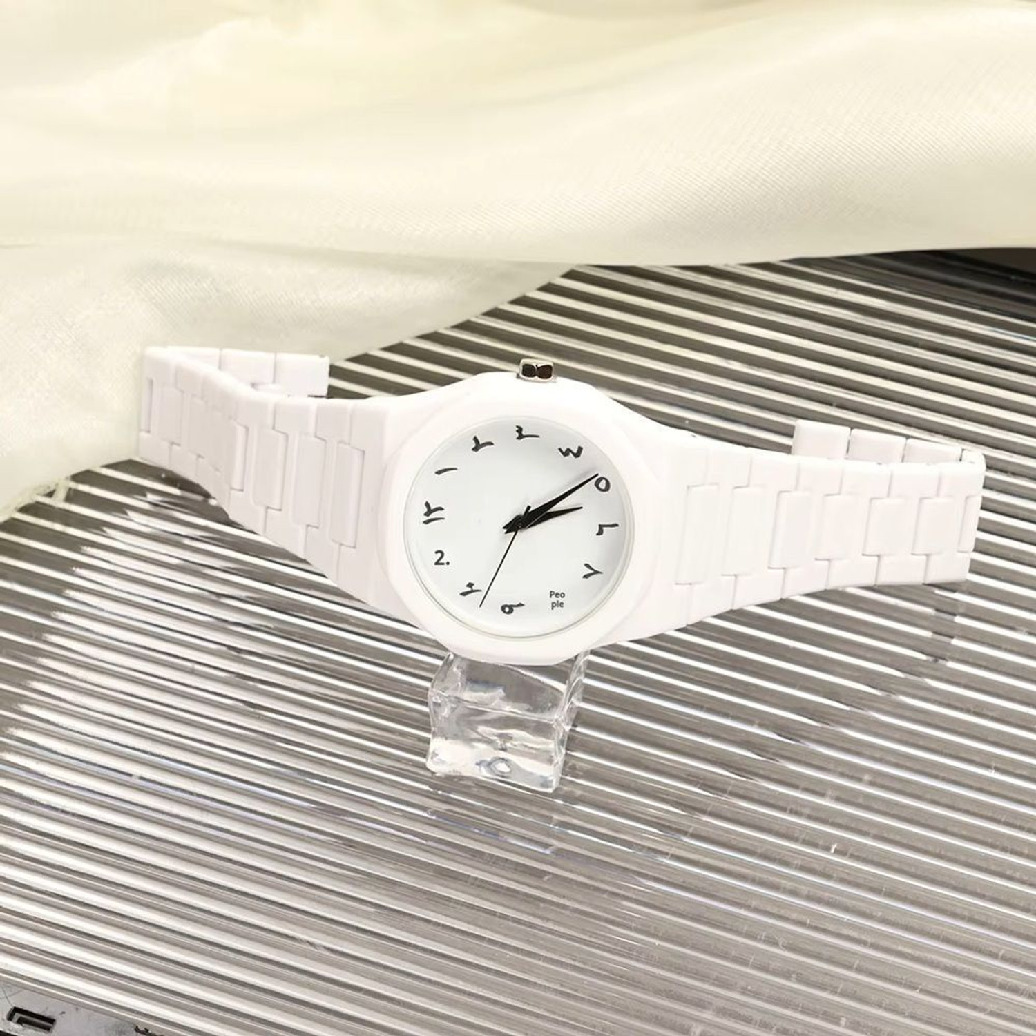 Image of Likrzora White Color Analog and Movement With Function Men Arabic Watches Analog Watch - For Men Numerals Arabic Watches Men