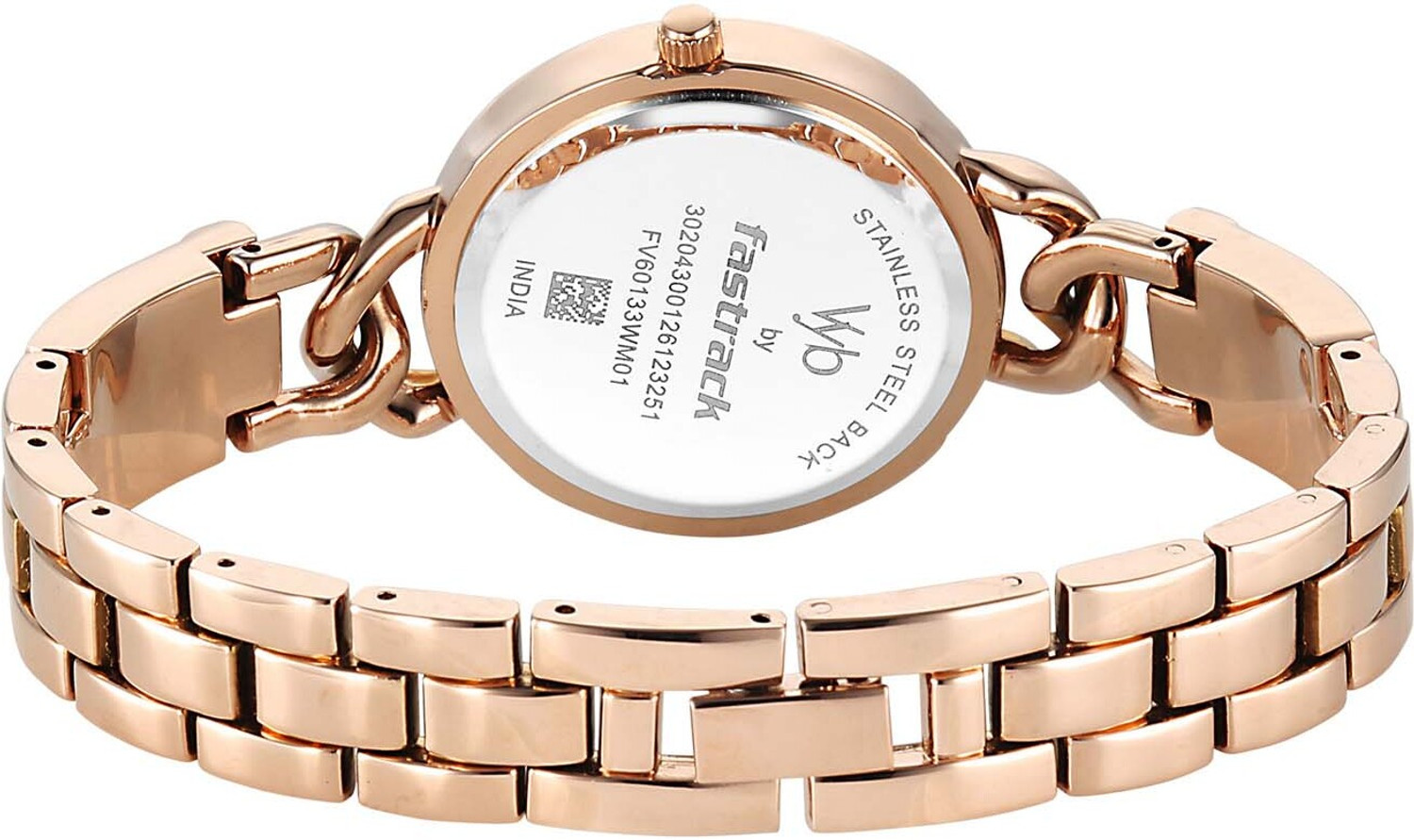 Image of Fastrack Vyb Mirage Mirage Quartz White Dial Rose Gold Alloy Strap Analog Watch - For Women
