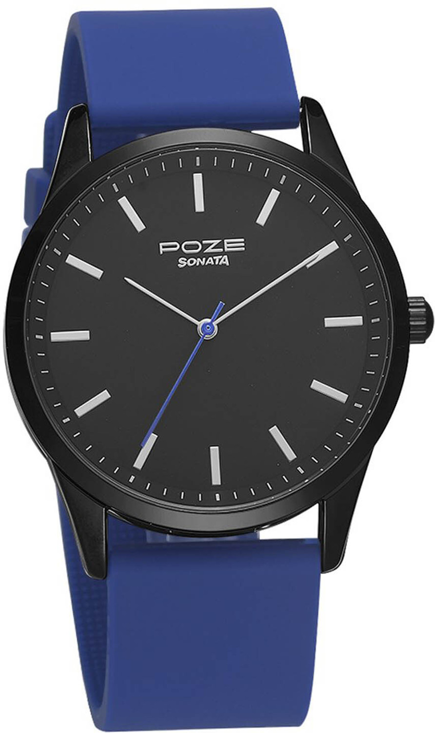 Image of SONATA Poze by Sonata Quartz Analog Black Dial Silicone Strap Watch for Men Analog Watch - For Men
