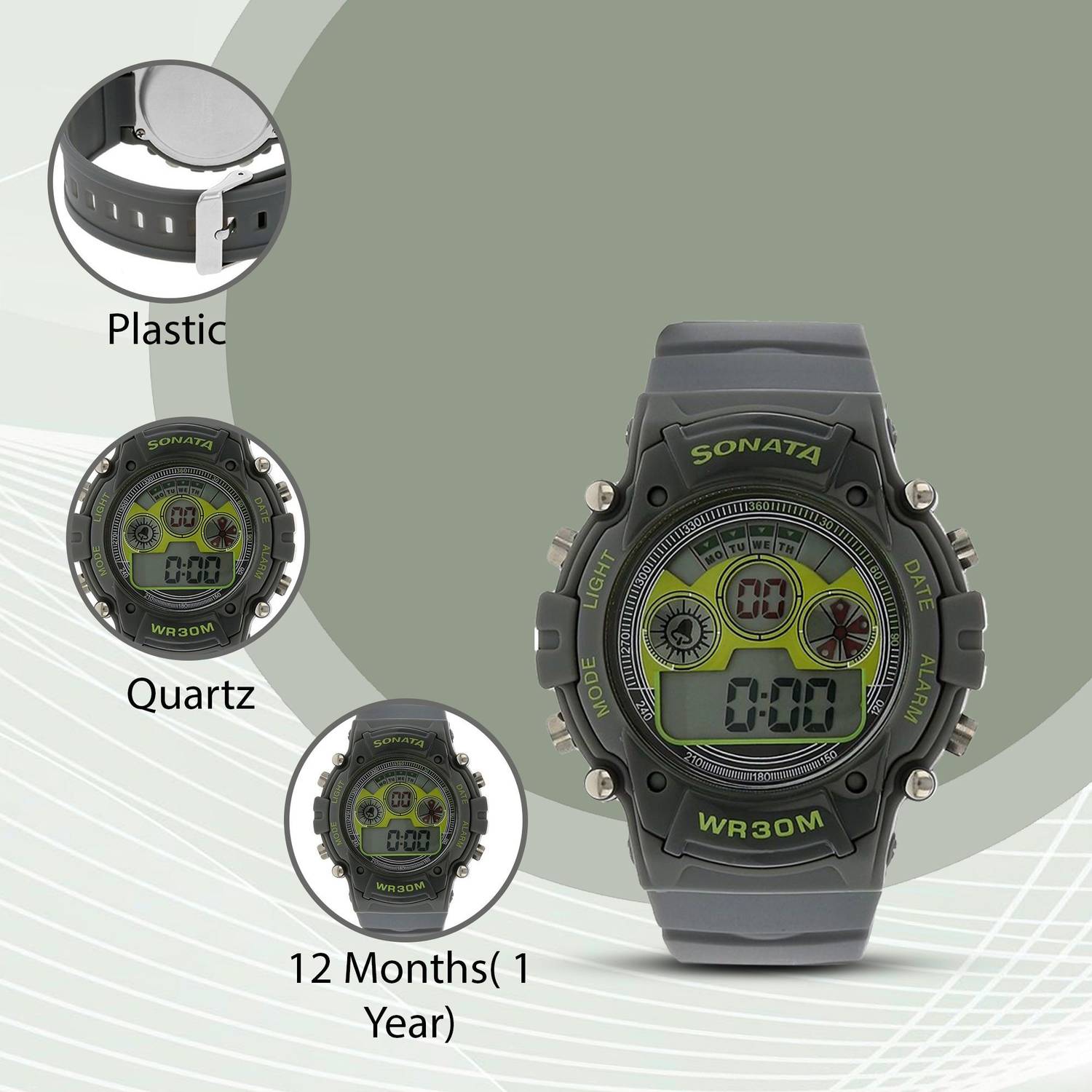 SONATA NP77006PP02 SF Digital Grey Watch - Men - Image 3