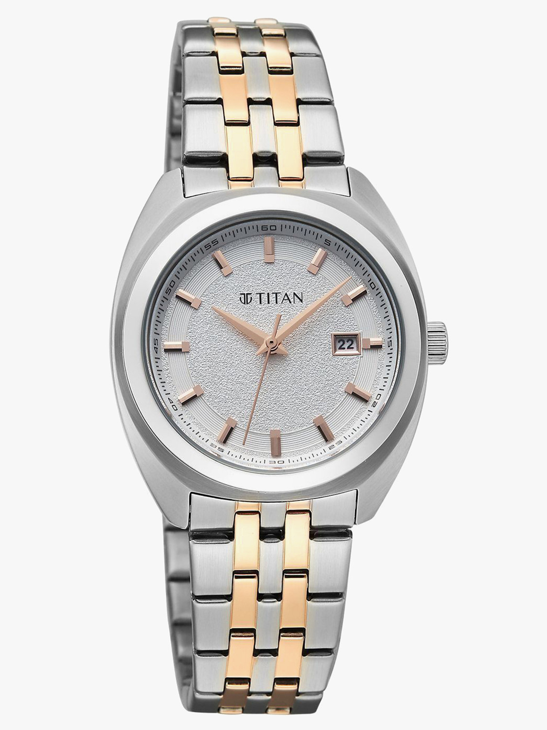 Image of Titan Work Essentials Work Essentials Quartz Silver Dial Rose Gold Metal Strap Analog Watch - For Women