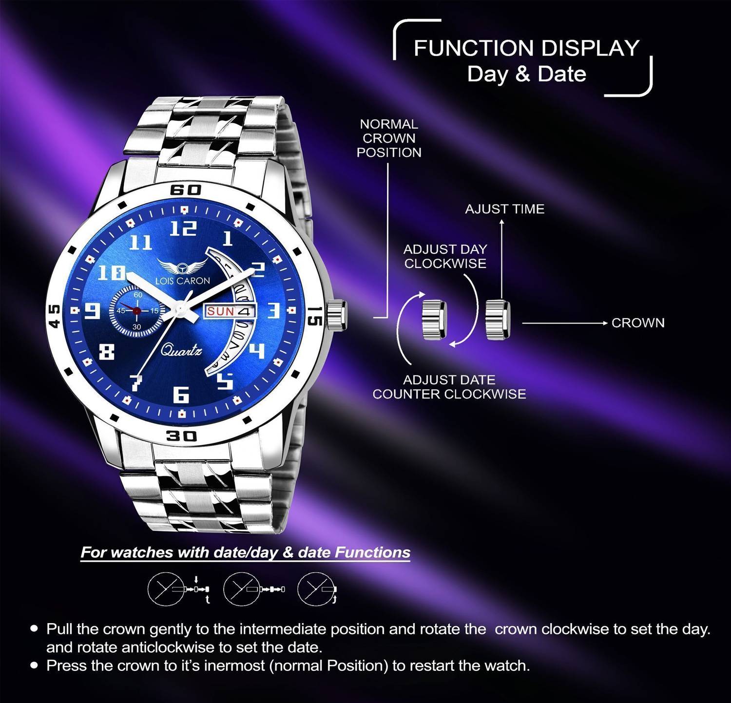 LOIS CARON LCS-8188 Stainless Steel Chain Watch - Image 4