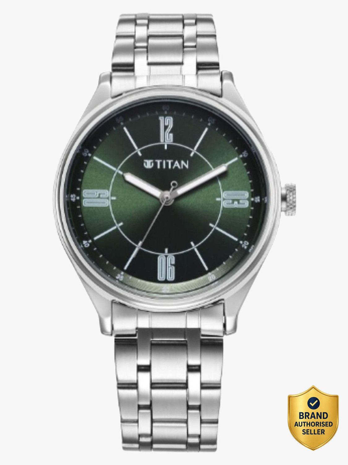 Image of Titan Titan Analog with Date Emerald Green Dial Silver SS Strap Watch Analog Watch - For Men