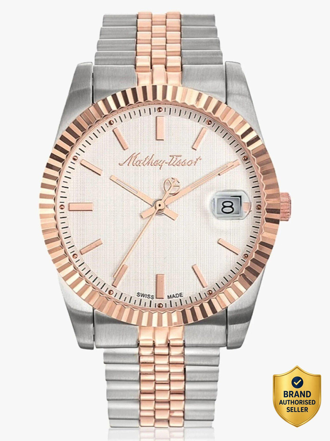 Image of Mathey-Tissot H810RA Swiss Made Mathy III Quartz Ronda 515 H3 Movement White Dial Analog Watch - For Men