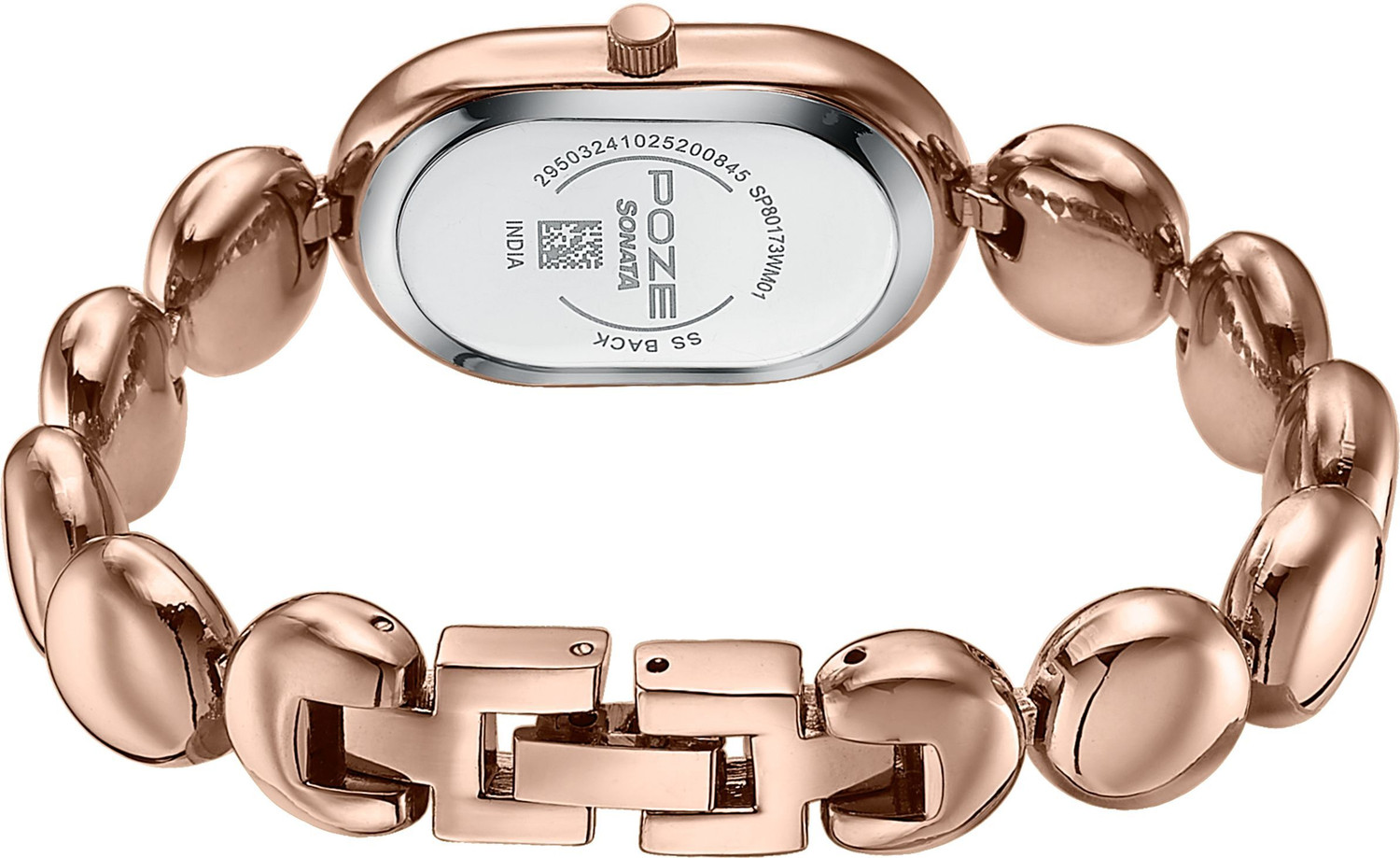 Image of SONATA Poze 8 Sonata Poze 8 Quartz Pink Dial IP Rose Gold Alloy Strap Analog Watch - For Women