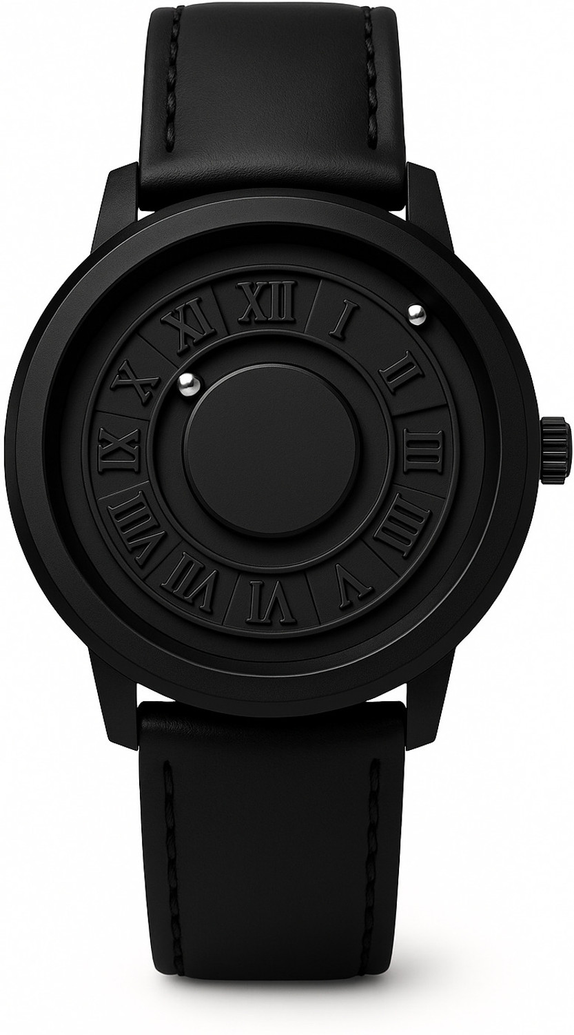 Image of ABC black leather ball watch Analog Watch - For Men