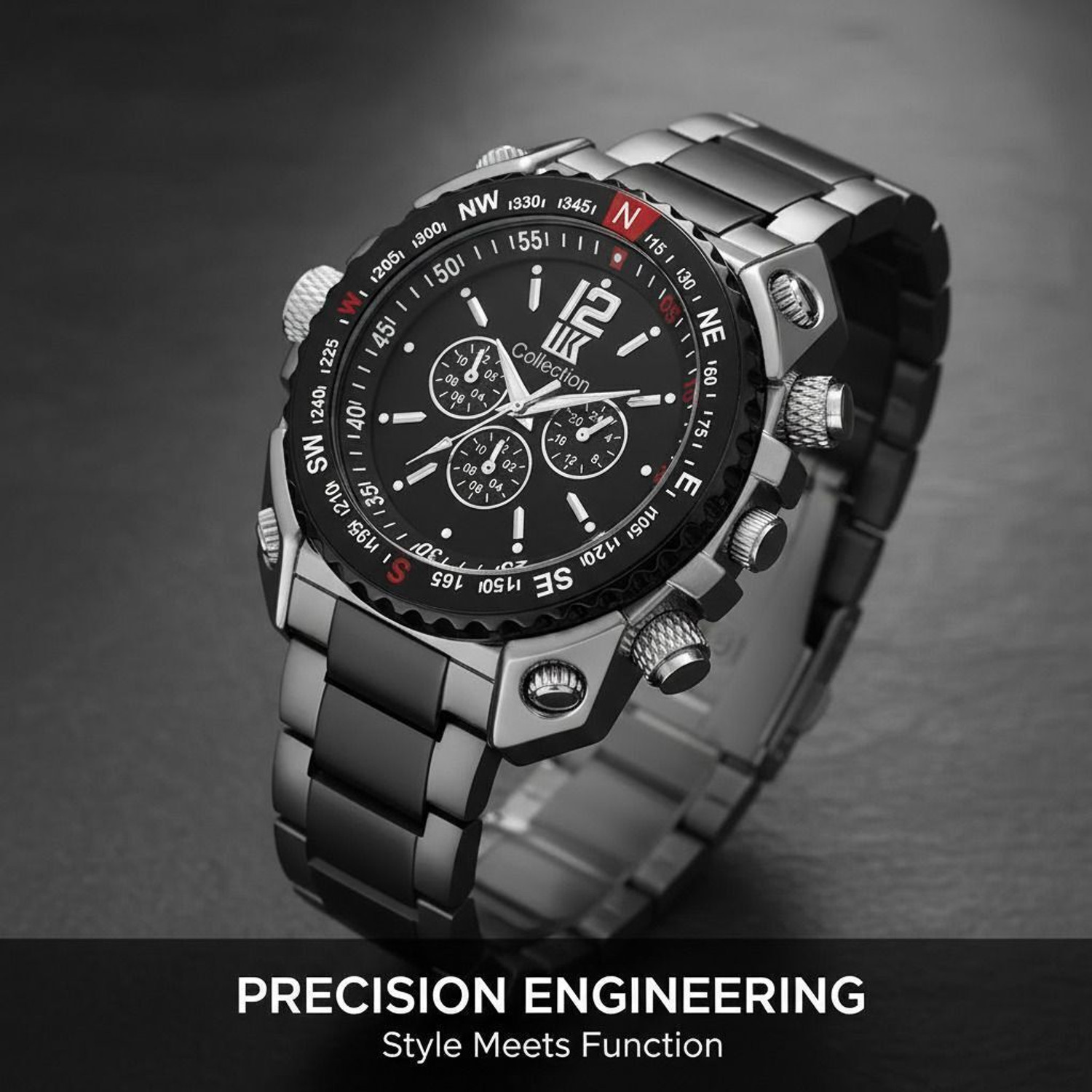 Image of IIK Collection Ralx Black Studded Dial with Numerical Rim Case & Multicolor Bracelet Strap Analog Watch - For Men
