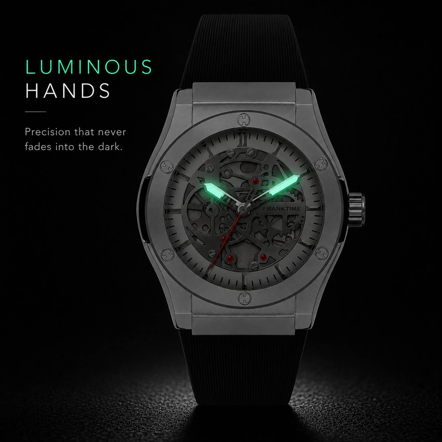 FRANKTIME Apex Men's Black Skeleton Watch - Image 3