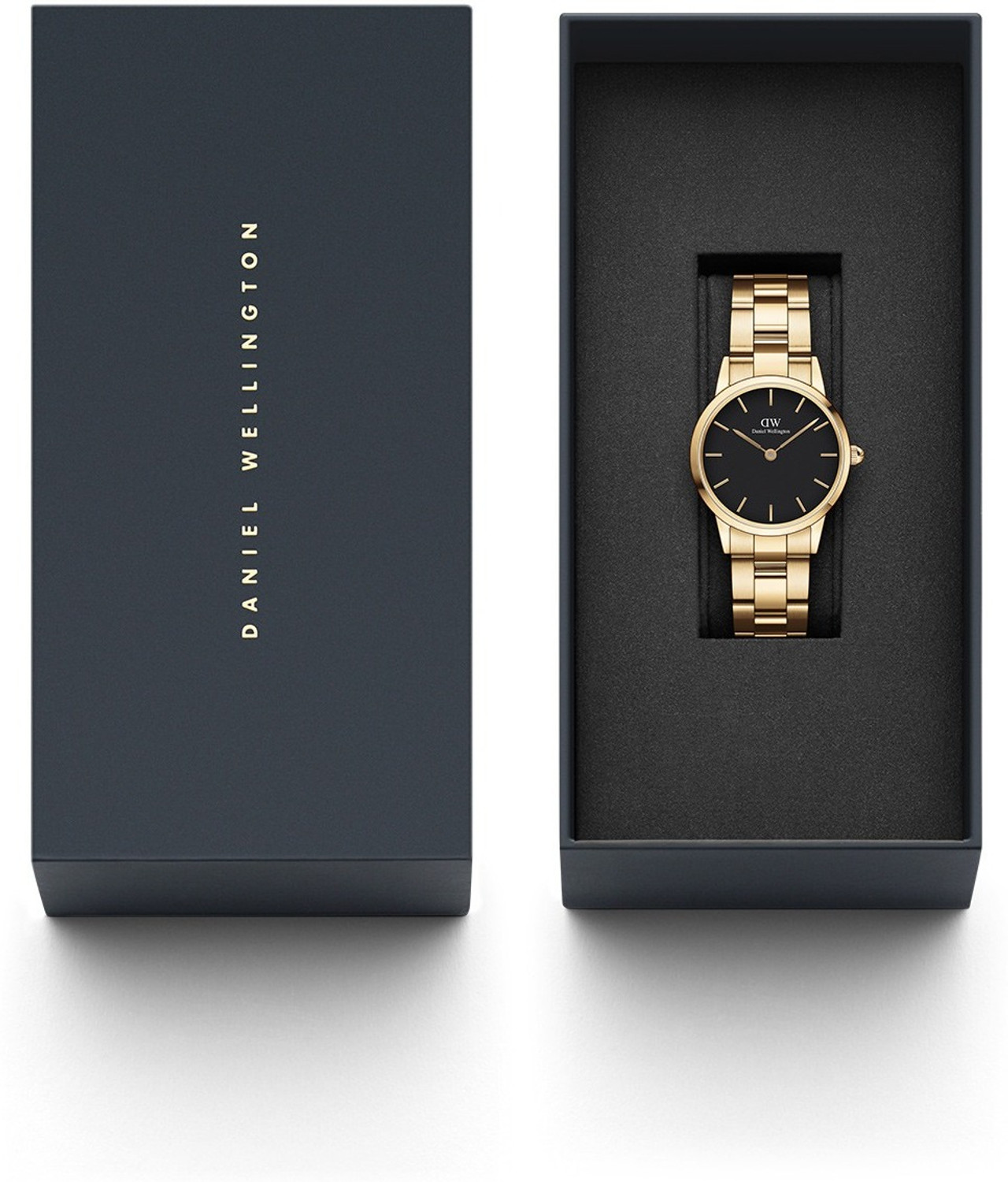 Image of DANIEL WELLINGTON Iconic Link 28mm Black Dial Analog Watch - For Women