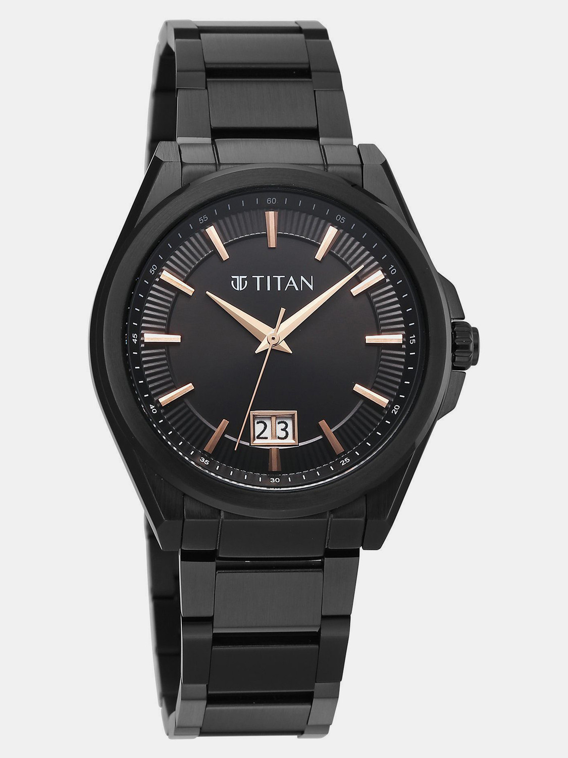 Image of Titan Classique Big Date Titan Classique Big Date Quartz Black Round Dial Men's Watch / Analog Watch - For Men